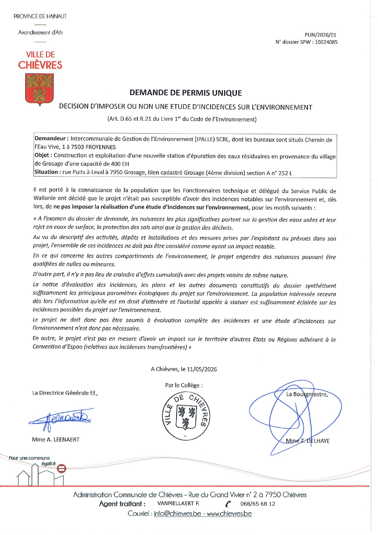 PUN Ipalle   décision de ne pas imposer d'EIE page 0001